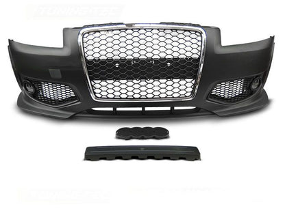 Предна броня за Audi A3 8P (2005-2008) - RS Дизайн с хром решетка - висококачествен продукт за автомобил