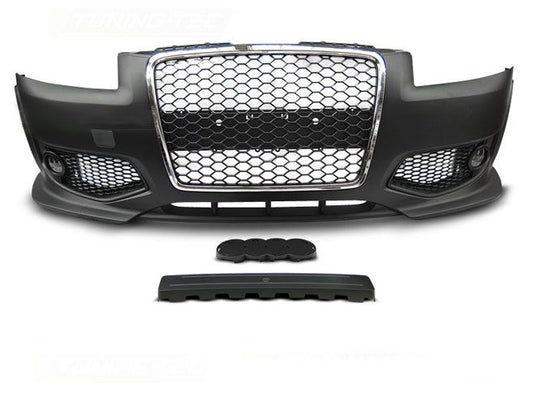 Предна броня за Audi A3 8P (2005-2008) - RS Дизайн с хром решетка - висококачествен продукт за автомобил