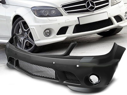 Предна броня за Mercedes C-class W204 (2007-2011) - AMG look - без халогени - висококачествен продукт за автомобил