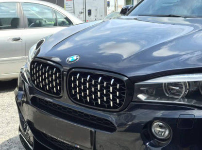Решетки за BMW X5 F15 / X6 F16 (2013+) - Гланц - Diamond design - хром / черно - висококачествен продукт за автомобил