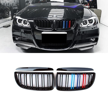 Решетки за BMW E90 (2005-2008) - двойни с три цвята - висококачествен продукт за автомобил