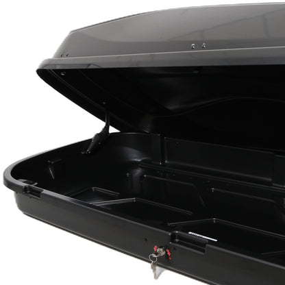 Автобокс Junior Easy 180x78x40cm с 85 mm крепежи, с ключ, 430 литра - черен - висококачествен продукт за автомобил