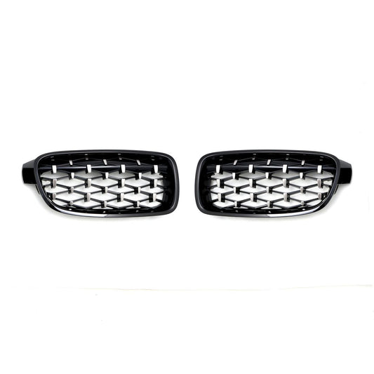 Решетки за BMW F30 (2011+) - Гланц - Diamond Design - хром / черно - висококачествен продукт за автомобил