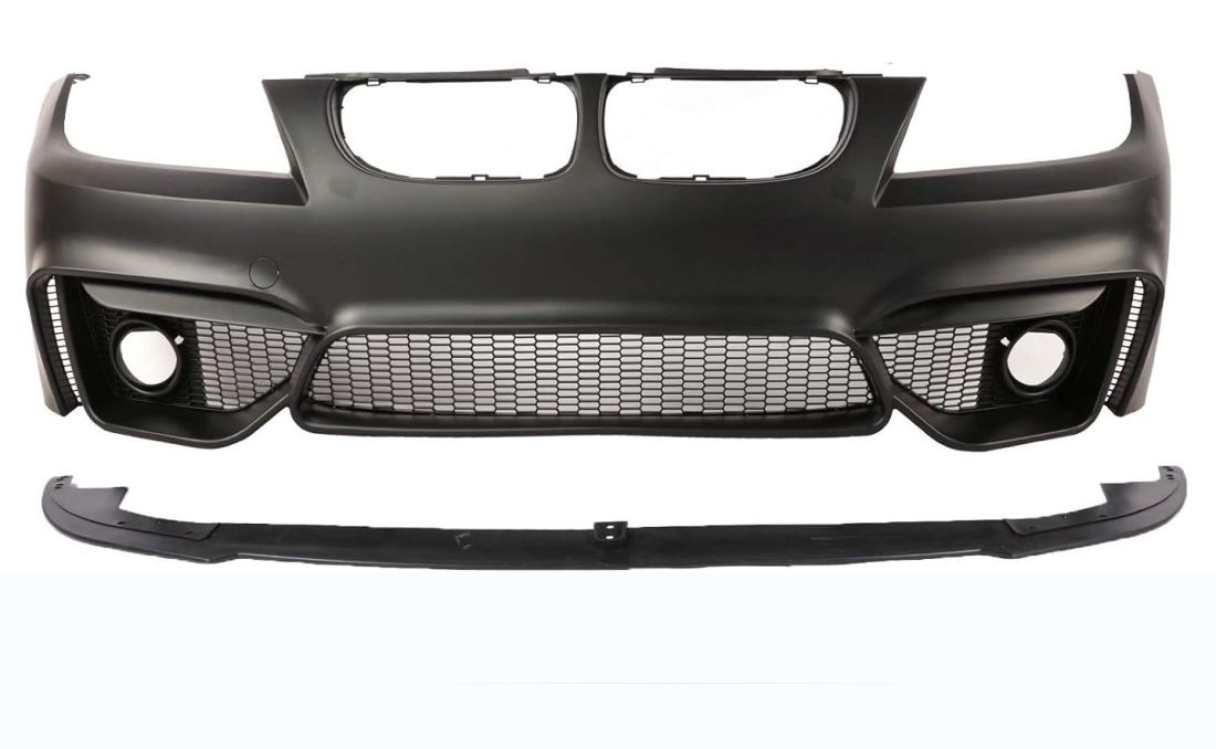 Предна броня за BMW E92 (2009-2012) - M4 дизайн с добавка и отвори за халогени - висококачествен продукт за автомобил