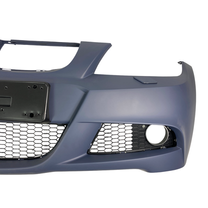 Предна броня за BMW E90 / E91 (2005-2008) - M-Tech дизайн с отвори за пръскалки, без парктроник грундирана - висококачествен продукт за автомобил