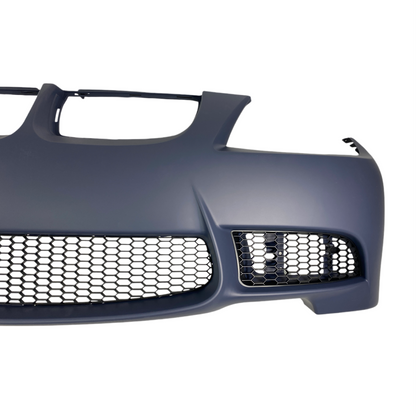 Предна броня за BMW E90 / E91 (2005-2008) - M3 дизайн без отвори за халогени, без отвори за пръскалки, с и без парктроник грундирана - висококачествен продукт за автомобил