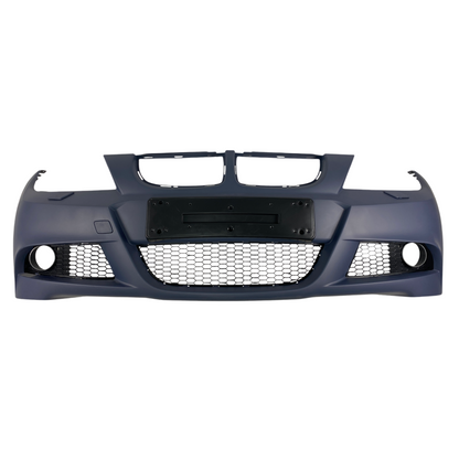 Предна броня за BMW E90 / E91 (2005-2008) - M-Tech дизайн с отвори за пръскалки, без парктроник грундирана - висококачествен продукт за автомобил
