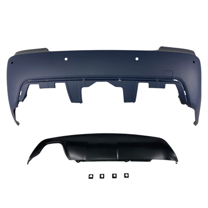 Задна броня за BMW E60 sedan (2003-2007) - M-Tech дизайн с отвори за парктроник 24mm грундирана - висококачествен продукт за автомобил