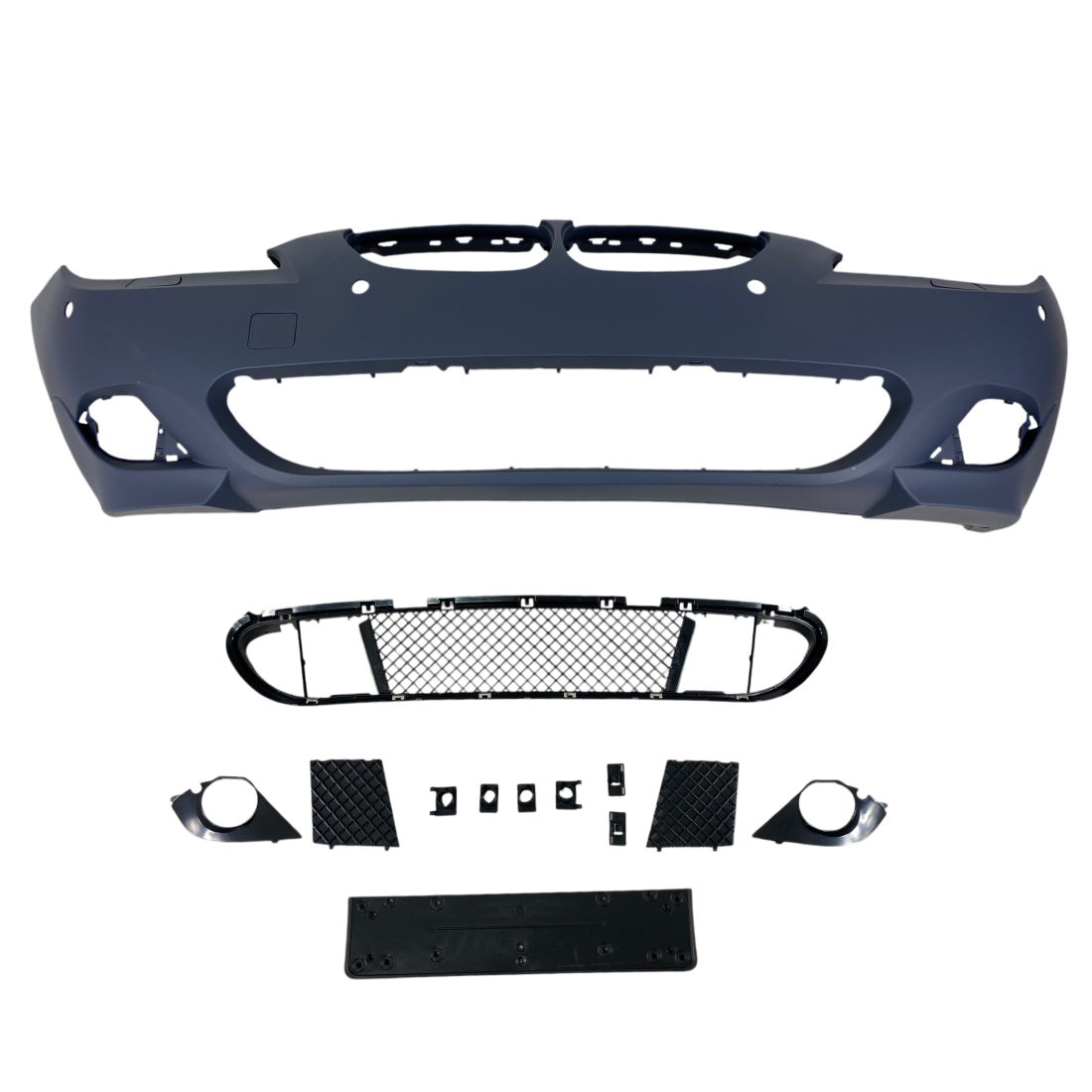 Предна броня за BMW E60 (2003-2007) - M-Tech дизайн с отвори за парктроник 24mm - висококачествен продукт за автомобил