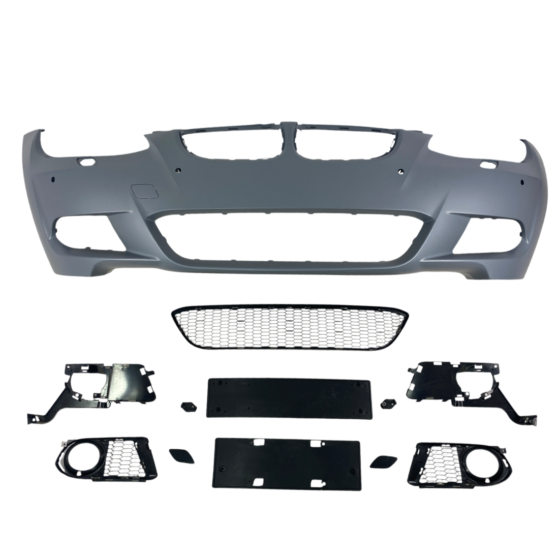 Предна броня за BMW E92 (2006-2009) - M-Tech дизайн с отвори за халогени и парктроник - висококачествен продукт за автомобил