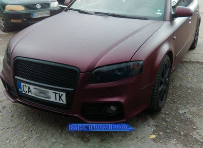 Предна броня за Audi A4 B7 8E (2004-2008) - S-Line Design с черна решетка без отвори за парктроник - висококачествен продукт за автомобил
