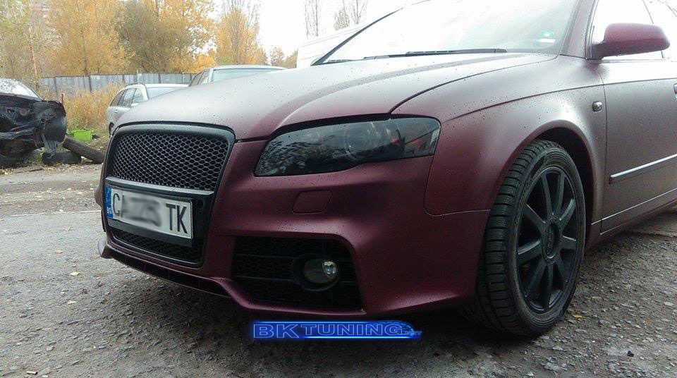 Предна броня за Audi A4 B7 8E (2004-2008) - S-Line Design с черна решетка без отвори за парктроник - висококачествен продукт за автомобил