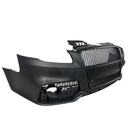 Предна броня за Audi A4 B7 8E (2004-2008) - S-Line Design с черна решетка без отвори за парктроник - висококачествен продукт за автомобил