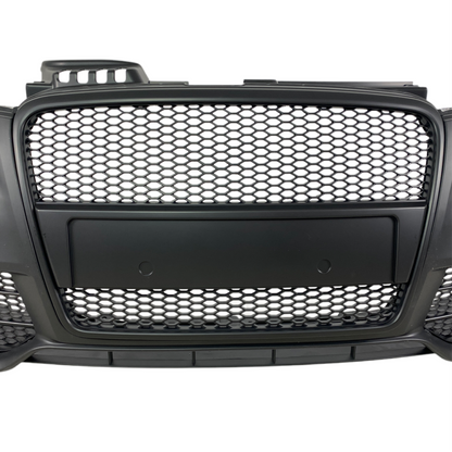 Предна броня за Audi A4 B7 8E (2004-2008) - S-Line Design с черна решетка без отвори за парктроник - висококачествен продукт за автомобил
