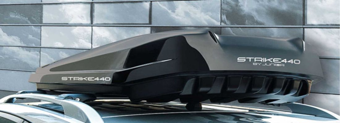 Автобокс Junior Strike 199x84x35cm с 85 mm крепежи,с двустранно отваряне с ключ, 440 литра - черен гланц - висококачествен продукт за автомобил