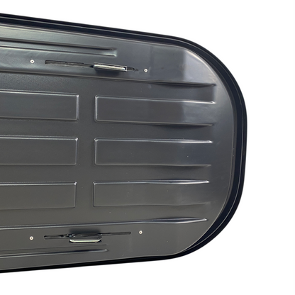 Автобокс Junior Altro 185x80x41cm с 70 mm крепежи, с двустранно отваряне с ключ, 460 литра - тъмносив гланц - висококачествен продукт за автомобил