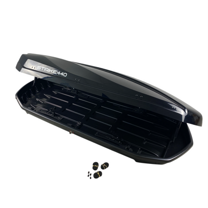 Автобокс Junior Strike 199x84x35cm с 85 mm крепежи,с двустранно отваряне с ключ, 440 литра - черен гланц - висококачествен продукт за автомобил