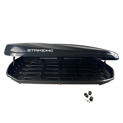 Автобокс Junior Strike 199x84x35cm с 85 mm крепежи,с двустранно отваряне с ключ, 440 литра - черен гланц - висококачествен продукт за автомобил