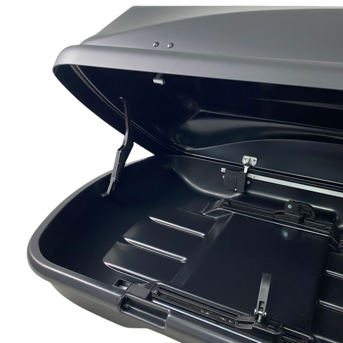 Автобокс Junior Xtreme 2 195x78x39cm с 85 mm крепежи,с двустранно отваряне с ключ, 450 литра - черен - висококачествен продукт за автомобил
