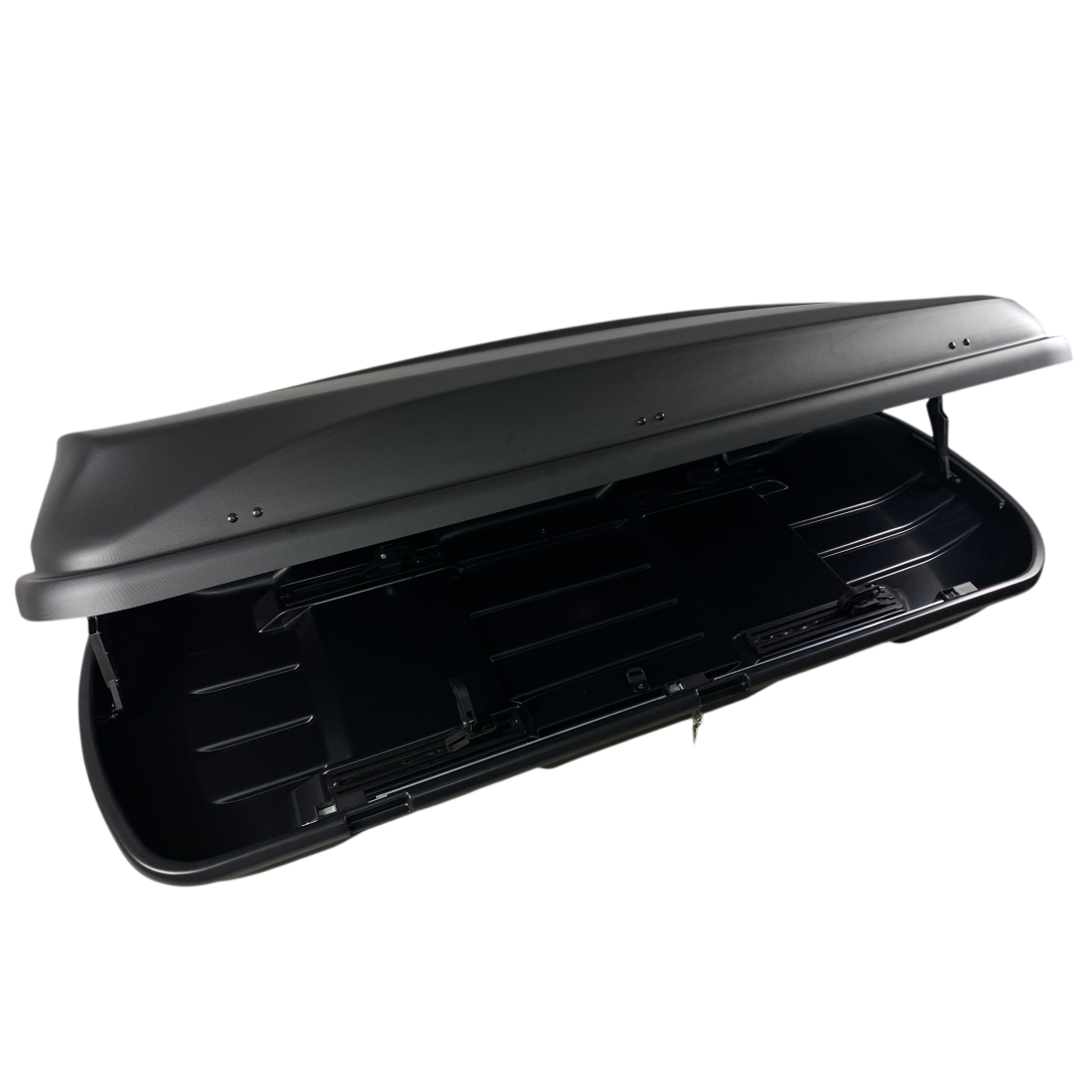 Автобокс Junior Xtreme 2 195x78x39cm с 85 mm крепежи,с двустранно отваряне с ключ, 450 литра - черен - висококачествен продукт за автомобил
