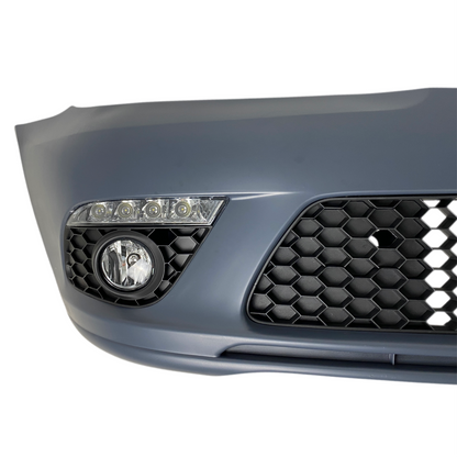 Предна броня за Skoda Octavia 2 (2009-2013) facelift с дневни светлни и халогени - висококачествен продукт за автомобил