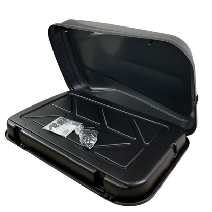 Автобокс Junior Easy 145x94x40cm с 85 mm крепежи, с ключ, 420 литра - черен - висококачествен продукт за автомобил