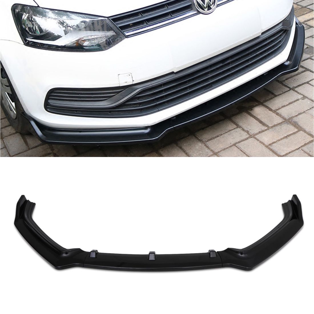Добавка предна броня за Volkswagen Polo (2011-2018) - черен гланц - висококачествен продукт за автомобил